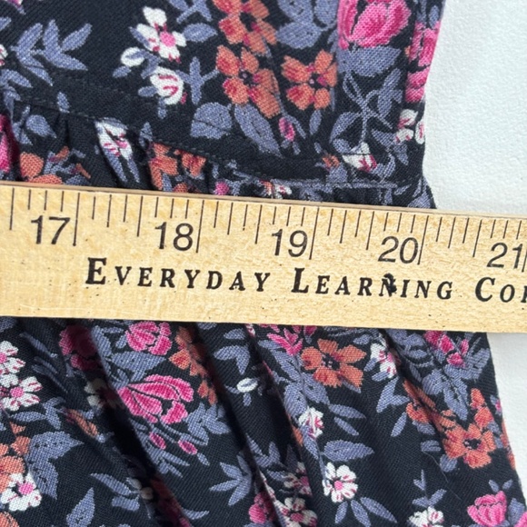 Vintage Komil Dark Floral Midi Dress L Prairie Long Sleeve Boho Cottage Pockets - Picture 10 of 12